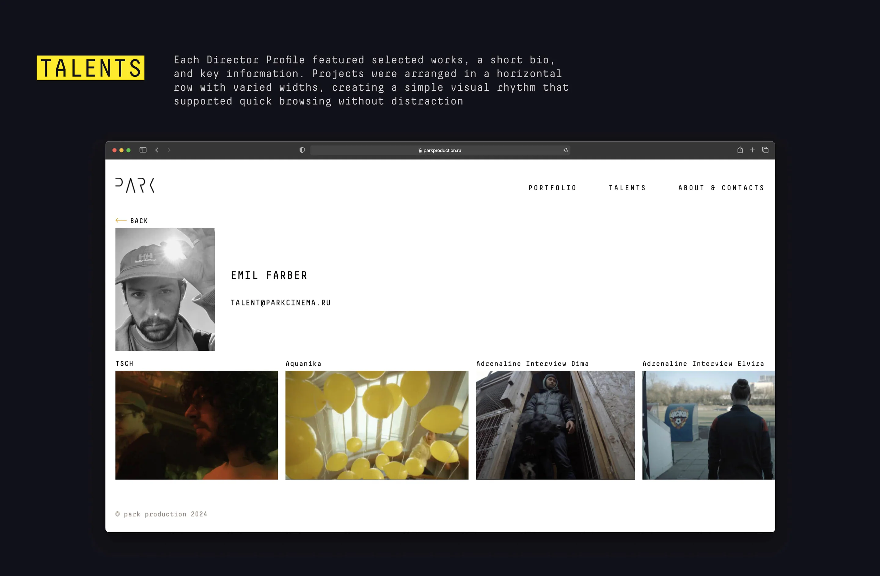 Park Production — screen 6